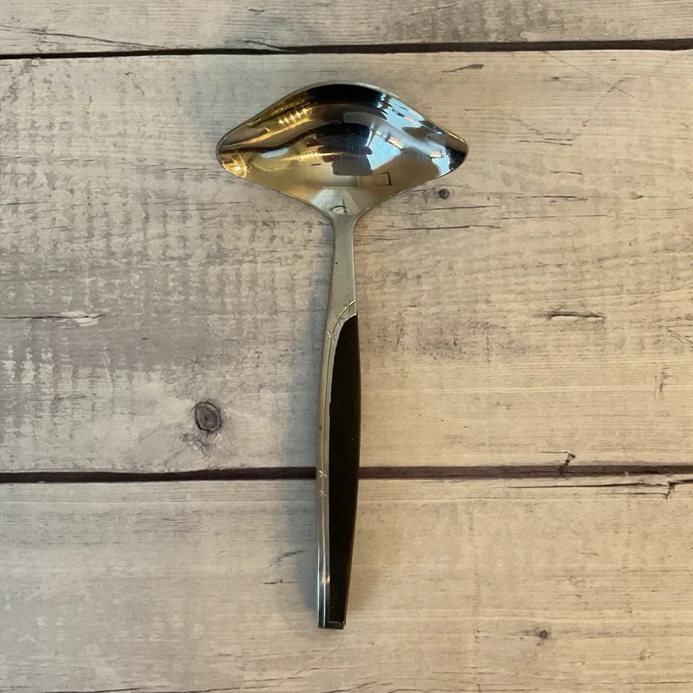 Marcrest Ebony Elegance Stainless Flatware Gravy Ladle Atomic Starburst‎ Japan